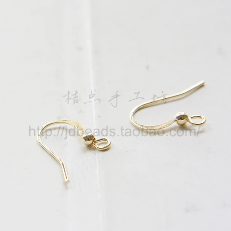 Solid Brass Earring Hook with Ball - Shepherd Hook Ear Wires -17x17mm (1829C)