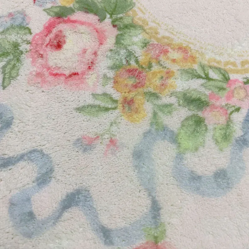 Pink Vintage Carpet French Flower Vine Printed Plush Floor Mat Living Room Bedroom Decor Rug Non-slip Small Carpets Home Decor