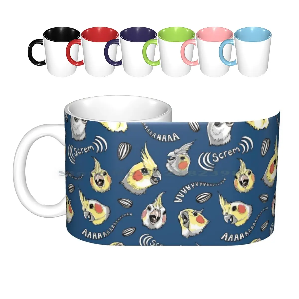 Cockatiel Screm Ceramic Mugs Coffee Cups Milk Tea Mug Cockatiel Cockatiels Birb Birbs Scream Screm Meme Pet Pets Bird Parrot