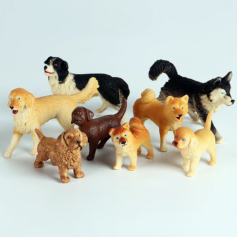 Oenux 8PCS Haustier Hund Tiere Modell Action Figure Welpen Shiba Inu Husky Dackel Figuren Nette Miniatur Sammlung Kinder Spielzeug