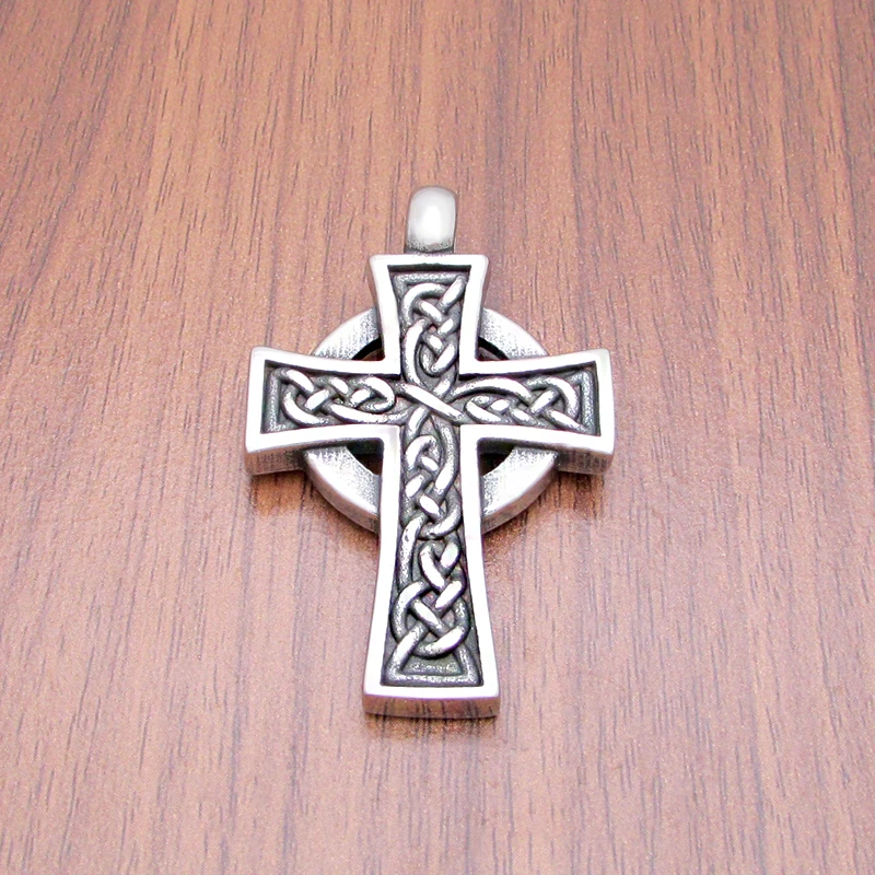 Punk 316L Stainless Steel Viking Valknut Necklace Men\'s Nordic Celtics Knot Cross Odin Pendant For Biker Chain