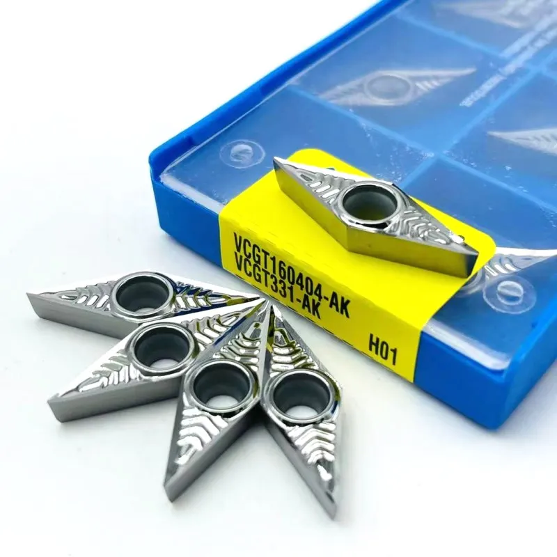 VCGT160404 VCGT160408 AK H01-Herramienta de torno de aluminio, cerámica y metal de calidad perfecta, cortador de fresado de inserción de carburo