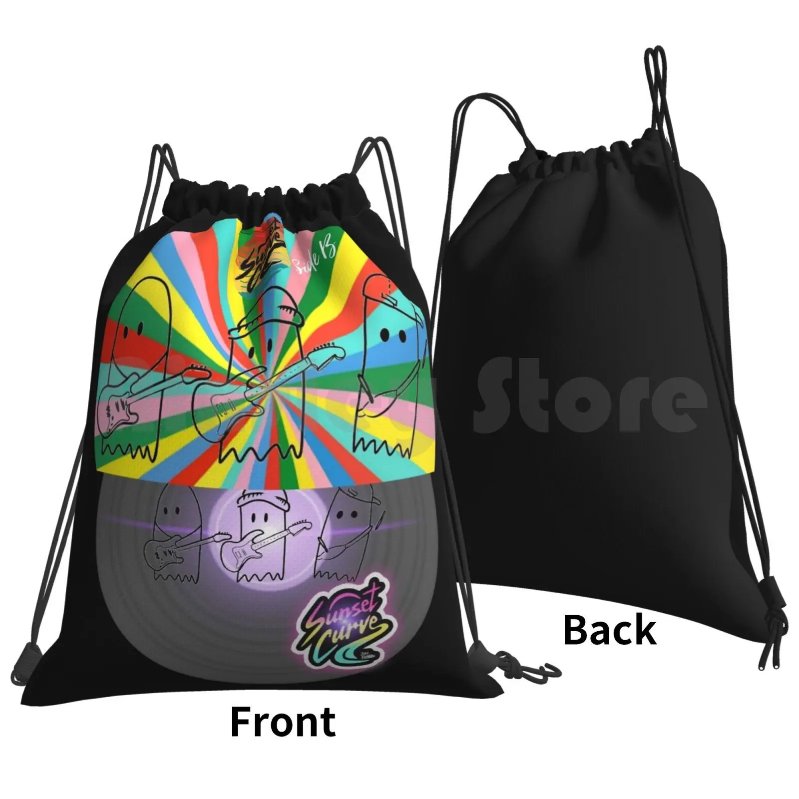 Impermeável Drawstring Gym Bag, Sunset Curve Banda, Julie e os Phantoms Record Mochila, Drawstring Sacos