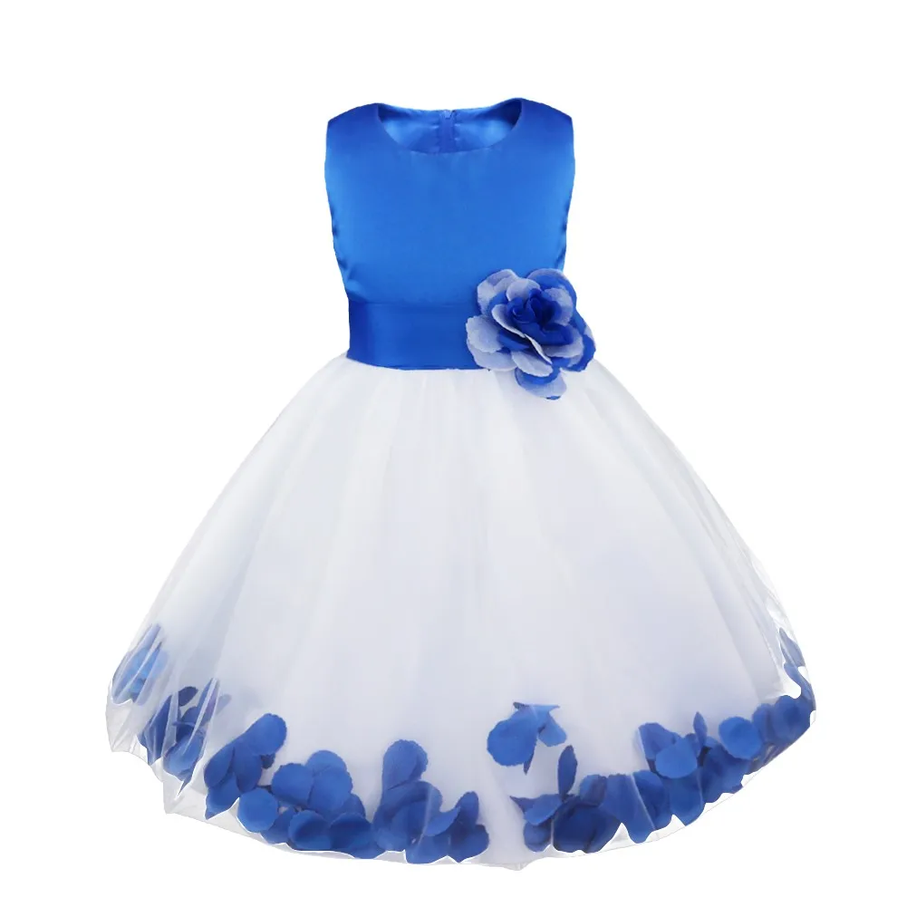 Vestido de novia de pétalos de flores para niñas, Vestido elegante de dama de honor para niños, Vestido de fiesta Formal para niñas