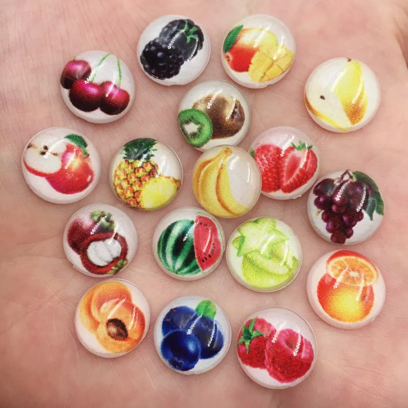 Новинка 60 шт. разноцветные Разноцветные 12 мм круглые разнообразные фрукты стразы аппликации DIY орнамент Скрапбукинг рукоделие SF740
