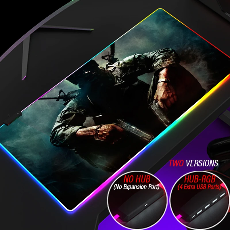 Extreme-Color RGB Call Of Duty Mouse Pad Custom DIY Computer Hub 4 Port USB PC Accessories COD Mousepad With LED Backlit Playmat