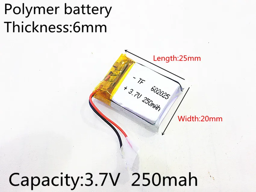 602025 3.7V 250mAh 062025 bateria litowo polimerowa bateria li-po akumulator litowo jonowy akumulator baterie do Mp3 MP4 MP5 GPS PSP telefonu