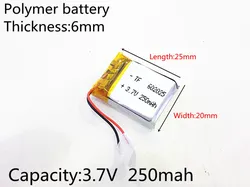 602025 3.7V 250mAh 062025 bateria litowo polimerowa bateria li-po akumulator litowo jonowy akumulator baterie do Mp3 MP4 MP5 GPS PSP telefonu komórkowego