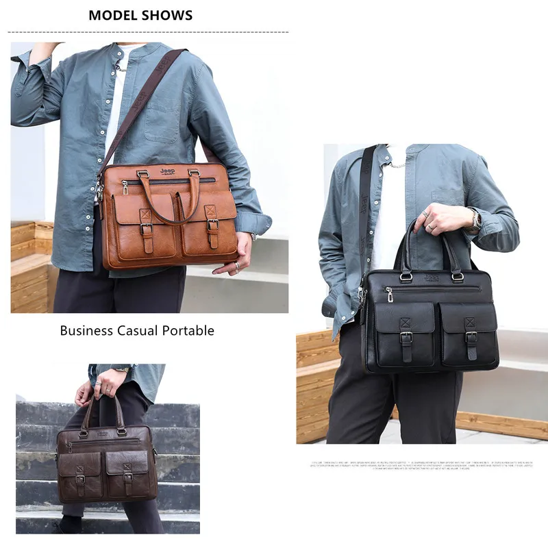 Jeep buluo maleta sacos para homens negócios moda escritório trabalho bolsas famosa marca novo design masculino maleta 13.5 bag bolsa para portátil