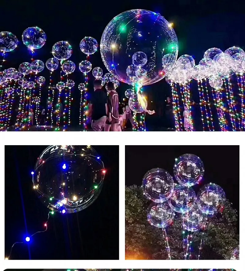 

18 inch Clear Bubble Balloon With 3M Led Strip Copper Wire Luminous Led Balloons For Wedding Decorations Birthday party Supplies