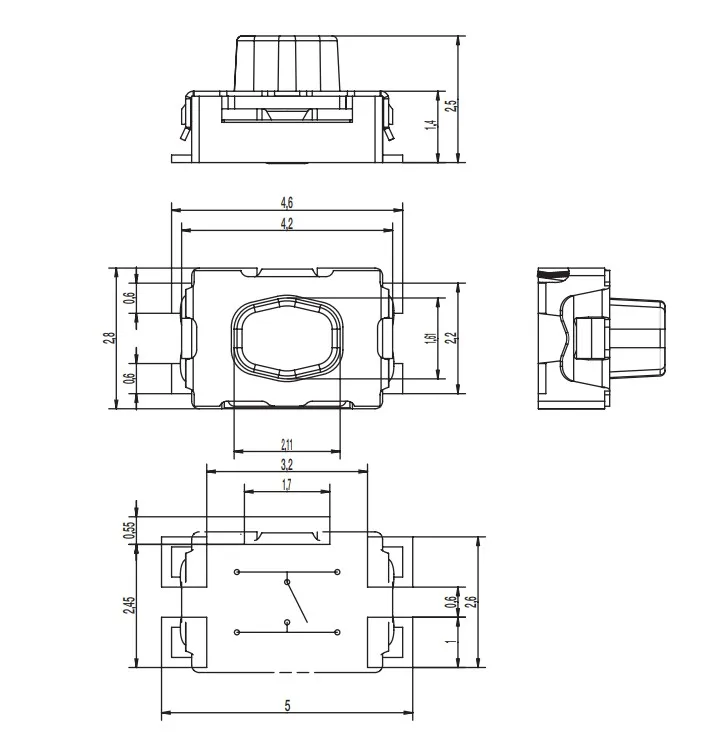 5pcs KMR431NG France 4.6*2.8*2.5 Waterproof and Dust Button Switch Patch 4 Foot Silicone Button Switch