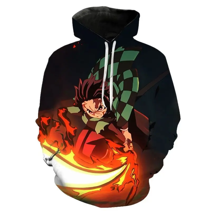 New Cartoon Anime Hoodies Demon Slayer Kimetsu No Yaiba 3D Print Men Long Sleeve Hoodie Streetwear Boy Girl Kids Sweatshirt