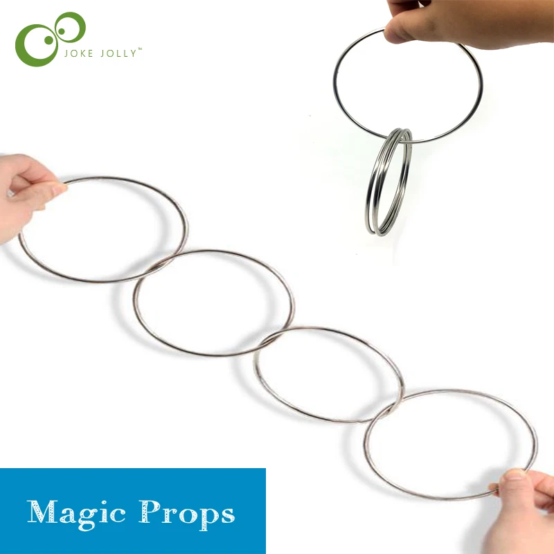 4pcs Magic Toy Metal Rings Classic Linking Iron Hoops Fun Magic Trick Playing Props Toys Tools close-up magic tools supplies