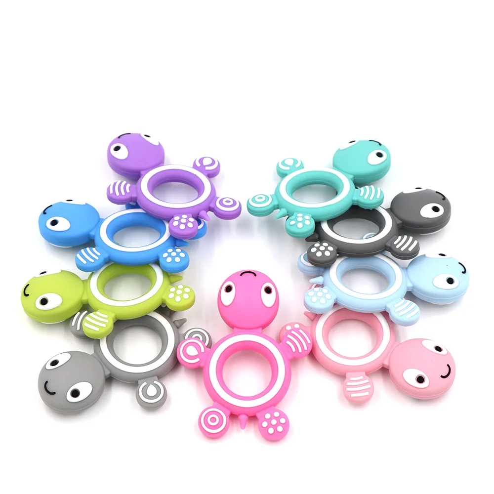 BOBO.BOX 1pc Silicone Teethers Food Grade Tiny Rod Teething Necklace BPA Free Baby Chewable Cartoon Animals Turtle Teether Toy