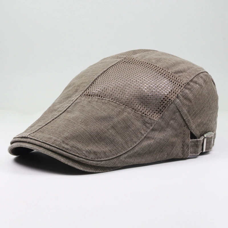 CNTANG-boinas de malla para hombre, Sombreros con visera, planos, Vintage, informales, de algodón, ajustables, para el sol