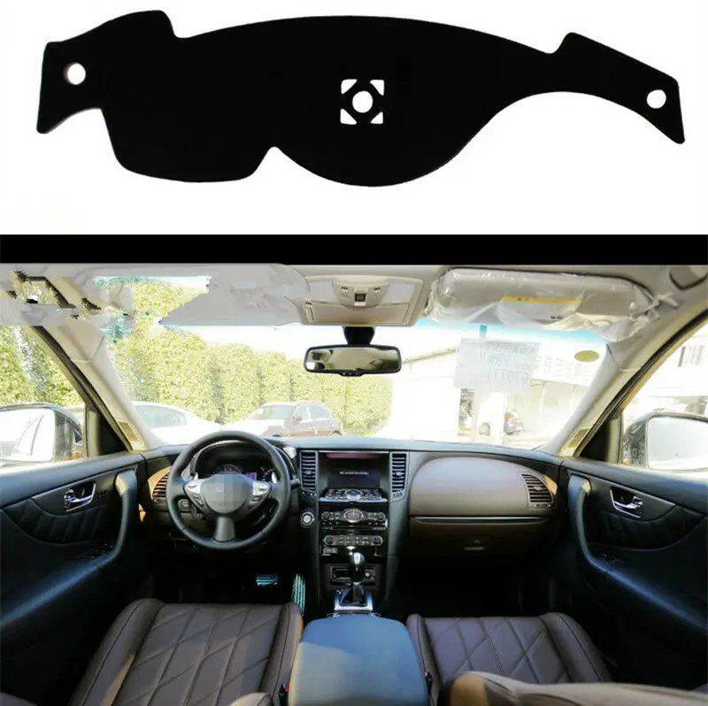 

For Infiniti QX70 2013-2016 Black Front Dashboard Cover Carpet Car Dash Board Heat Proof Mat Anti-Sun Shield Pad Shade Strip