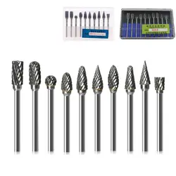 10Pcs Rotary Burrs Metalworking Rotary Files Rotary Burr Bit 3Mm Shank 6Mm Cutting Head Diameter Rotary Files Rotary Burr Bit