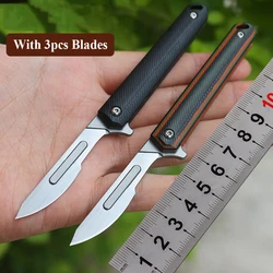 Creative Micro Scalpel Foldable No. 24 Carbon Steel Blade Utility Folding Knife  G10 Handle Pocket DIY Knife EDC Hand Tools