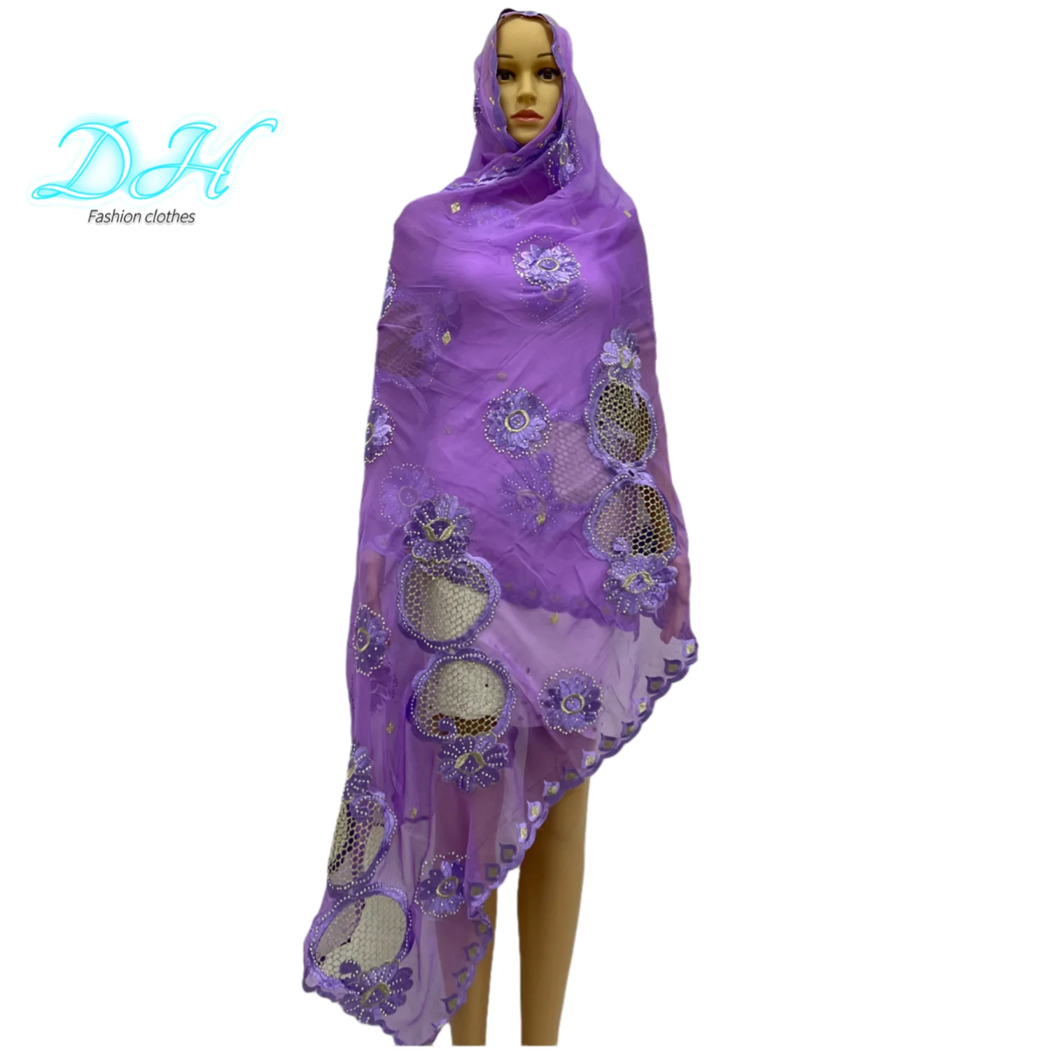 

New Ramadan African Dubai Pashmina Pray Emroider Ring Diamond Shawl Wrap Chemical Lace Stole Net Scarf Headband For Lady