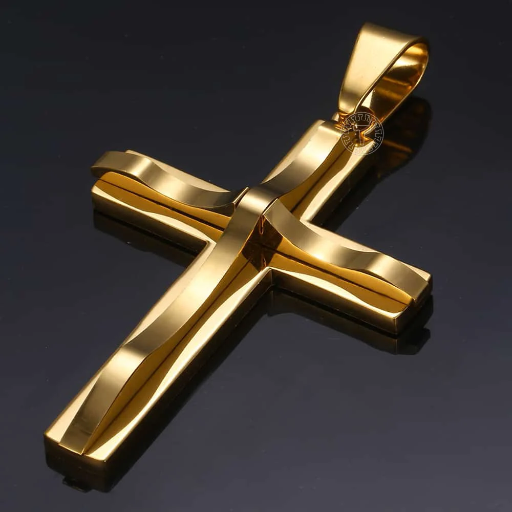 Crucifix Jesus Cross Pendant For Men Women Gold Color Christian Pendants Woman Jewelry Gifts Dropshipping Wholesale LGPP01