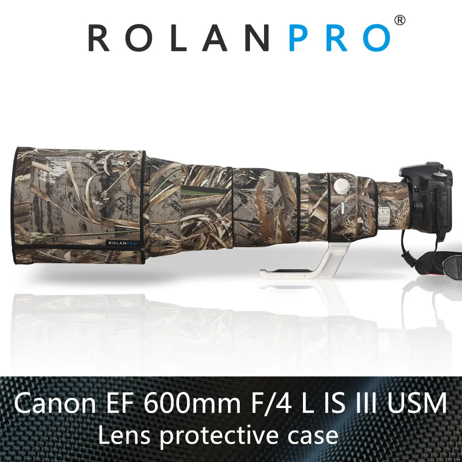 ROLANPRO Camera Camouflage Rain Cover For Canon EF 600mm F/4 L IS III USM Lens Coat Protective Sleeve Guns Case 600mmF4L