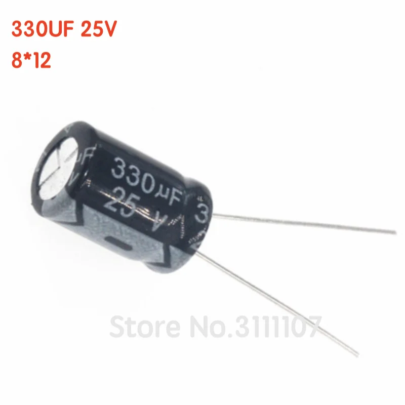 

20PCS/LOT 330UF 25V 8*12 Aluminum electrolytic capacitor 8*12 Electrolytic Capacitor 25v 330uf