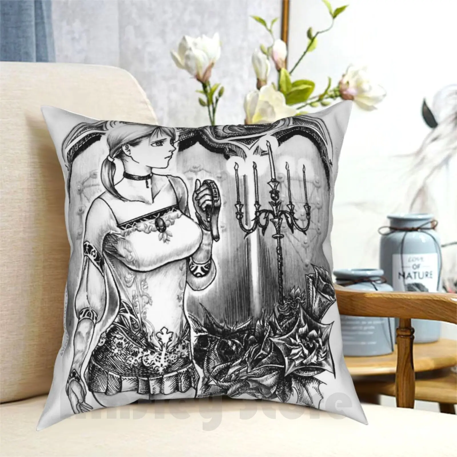 Haunting Ground-Fiona Belli Pillow Case Printed Home Soft Throw Pillow Astrology Cathedral Tower Demento Fan Art Goth