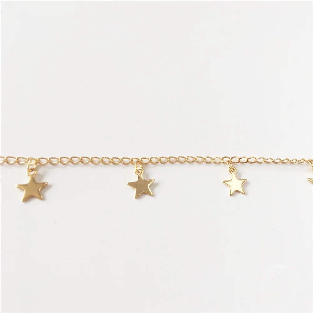 FUWO Wholesale High Quality Stars Chain,Golden Plated Anti-Tarnish Necklace Accessories For Women Jewelry Making 5Meter NC015