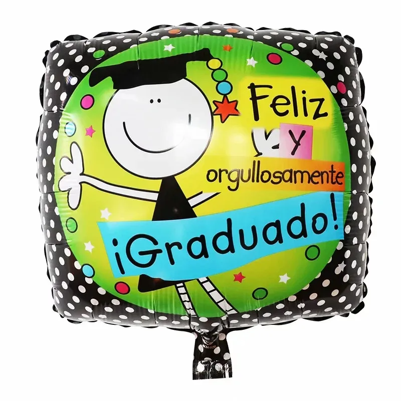 10Pcs Spanish Congratulation Graduate Balloons 18Inch Square Round Air Globos Graduation Party Decoration Supplies Kids Toy Gift