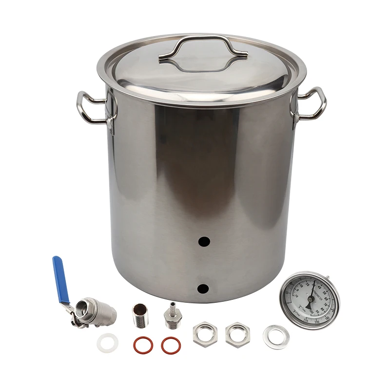 Brew Kettle for Homebrewing, 40L Stainless Steel Brew Pots & Boil Kettles with Weldless Thermometer All Grain Brew Filter Bag