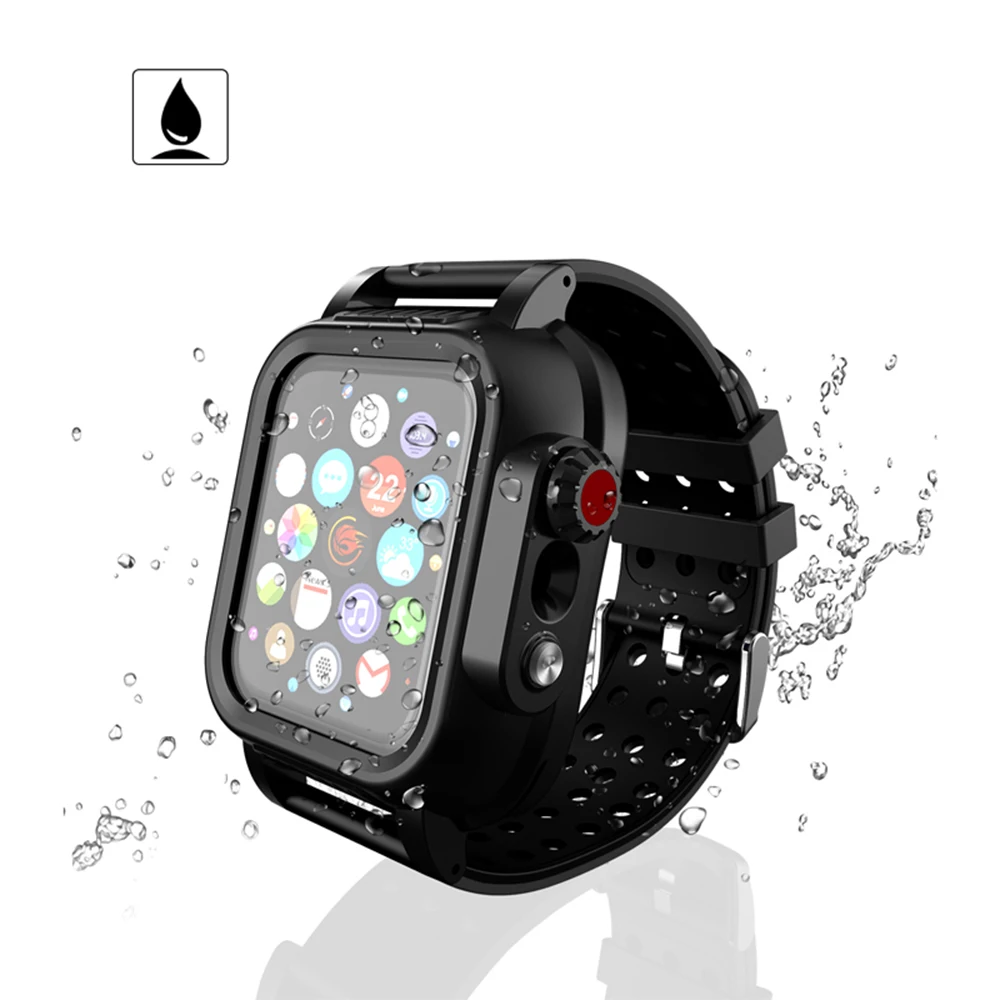 ShellBox IP68 Waterproof Case For Apple Watch 8 7 6 5 4 SE 45mm 44mm 42mm 40mm Armor Cover Diving Swim Outdoor Sport Anti-fall