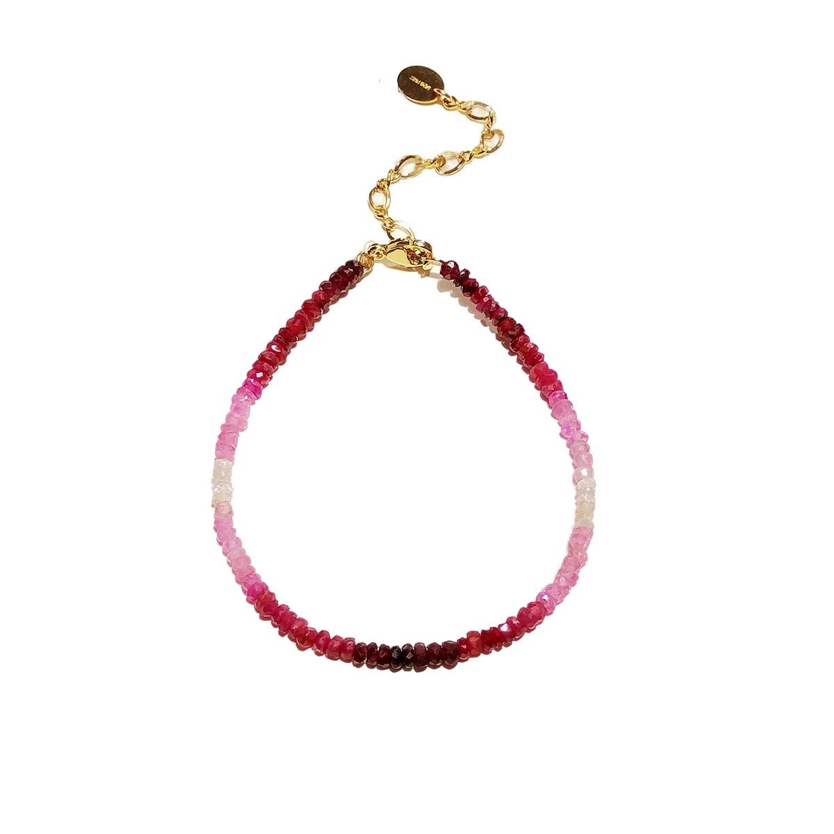 

Lii Ji 2.5-3.5mm Gemstone Ruby Bracelet 16+4cm 14K Gold Filled Not Fade Bright Quality Women Jewelry Birthday Gift