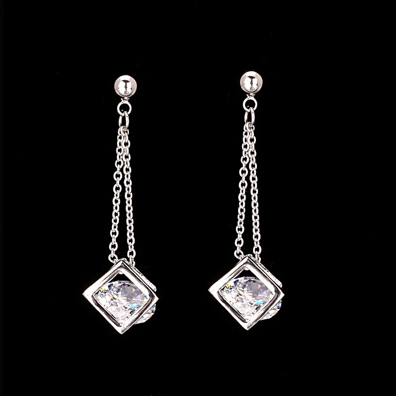 Top Quality Crystal Cube Drop Earrings Rose Gold Color Earring Jewelry Austrian Crystal HotSale E661 E652