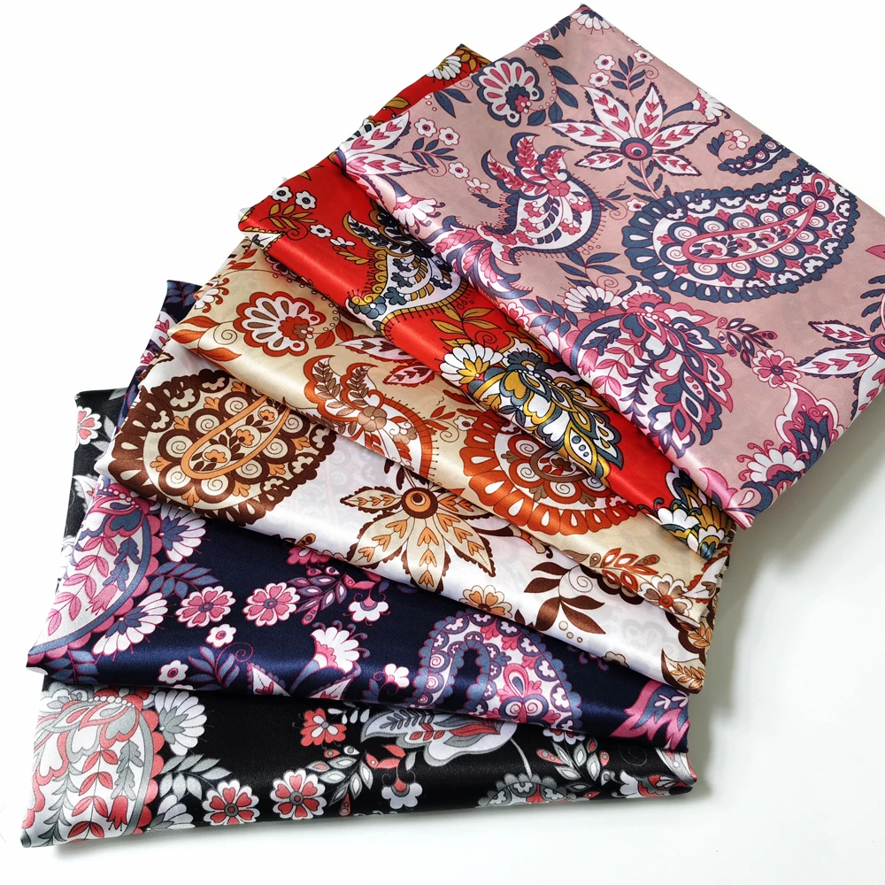 1 metr X 1,48 metra Vintage Paisley Pattern Satin Fabric Charmeuse Materiał podszewki do szalika