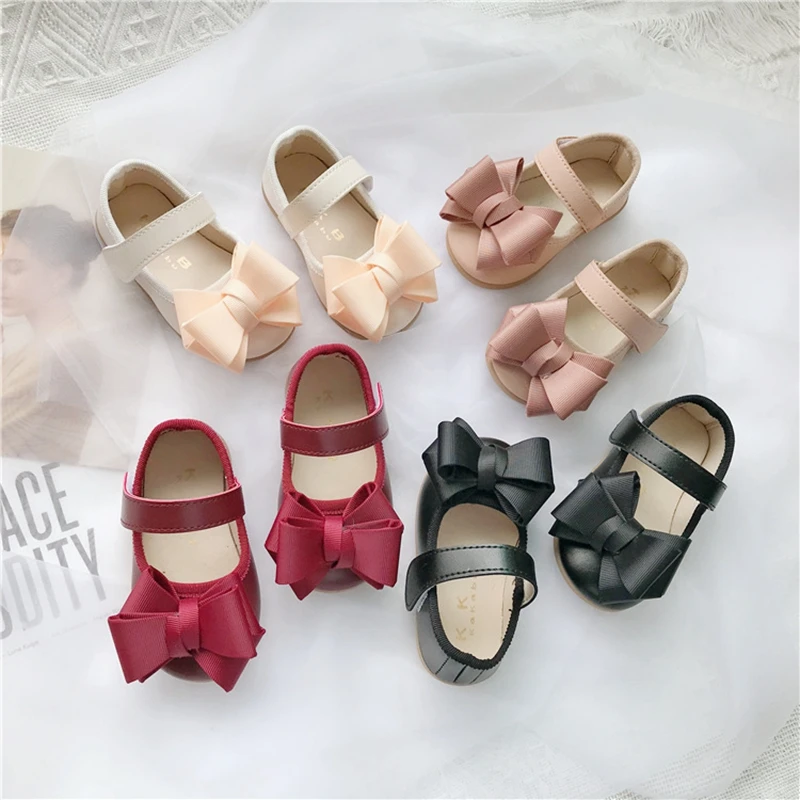 Frühling Baby Prinzessin Schuhe Kinder PU Leder Schuhe Infant Kleinkind Mädchen Bowknot Wohnungen Einzelnen Schuhe Kinder Party Dance Sandalen