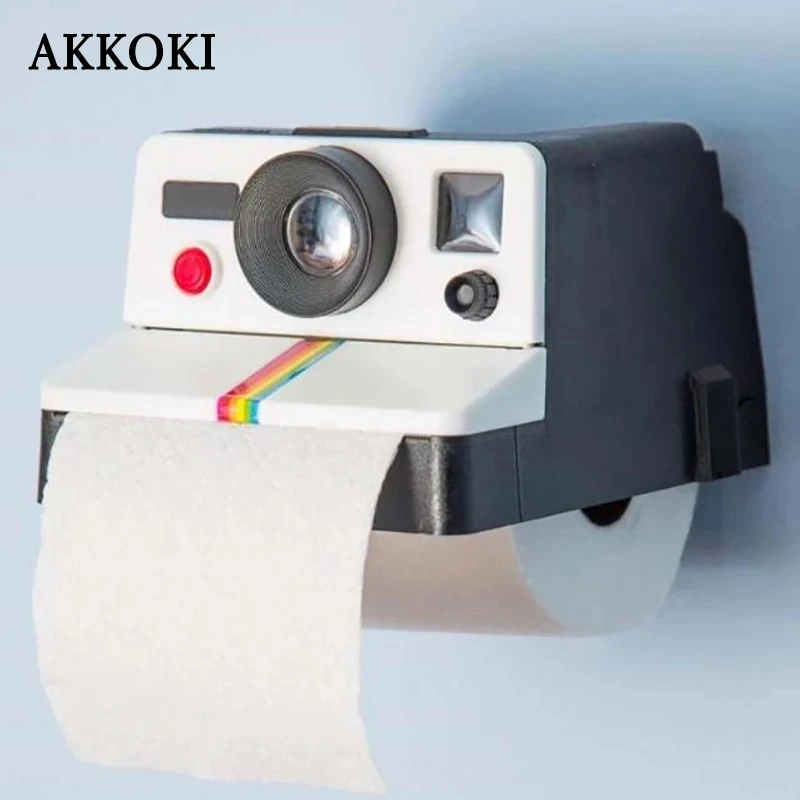 Retro Camera Shape Toilet Roll Paper Holder Creative Plastic Tissue Storage Box Wall Mounted Bathroom Organizer Racks Decoration