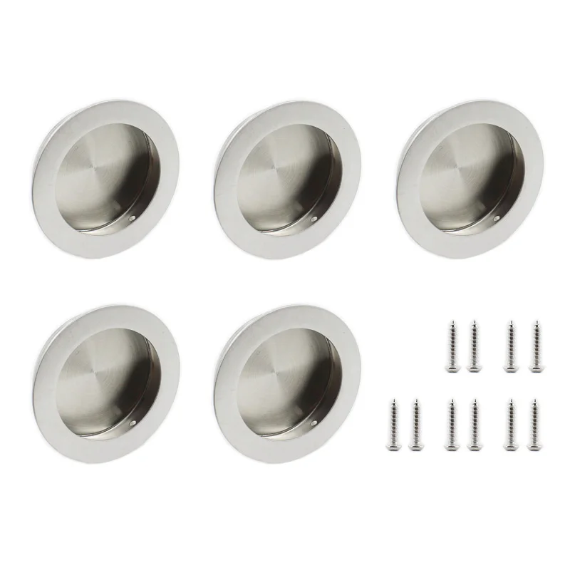 

5 Pack Flush Pull Closet Door Hardware Finger Pull, Recessed Kitchen Cabinet Handles Pulls, Round Flush Pull Handle Dia 70mm