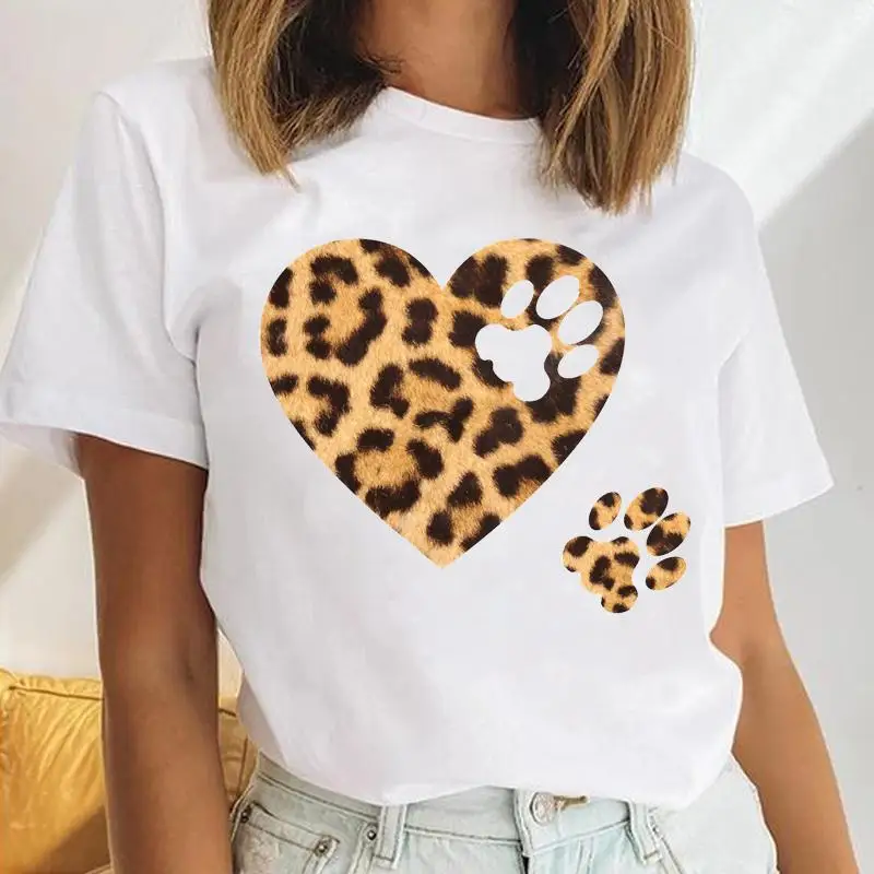 Women Dog Paw Clothing Cute Love Dog Animal Female Short Sleeve Cartoon Clothes Tops Print Ladies Tees Tshirt Graphic T-Shirt image 2