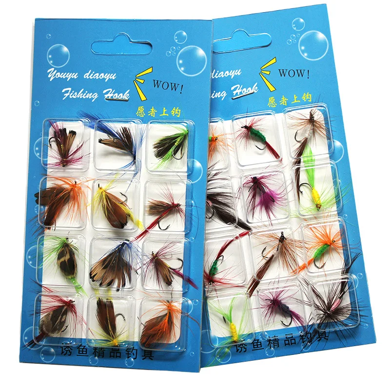 12Pcs/Set Insects Flies Fly Fishing Lures Bait High Carbon Steel Hook Fish Tackle with Crank Hook Perfect Decoy Fishing Lure Set