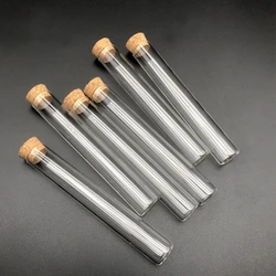 15x100mm Lab 10pcs/20pcs/50pcs/100pcs Thick Glass Test Tube with Flat bottom and Cork Stoppers For School Supplies