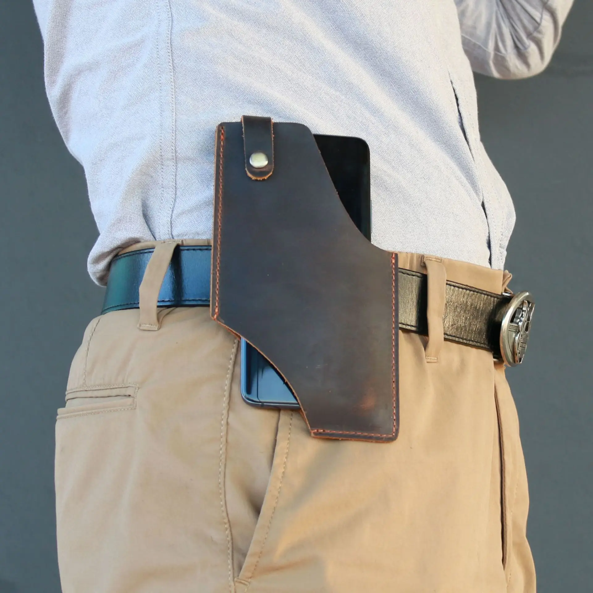 100% Genuine Leather Men Phone Holster Case Belt Waist Bag for iPhone 13 Pro MAX 5.4-6.7 inch Cellphone Wallet