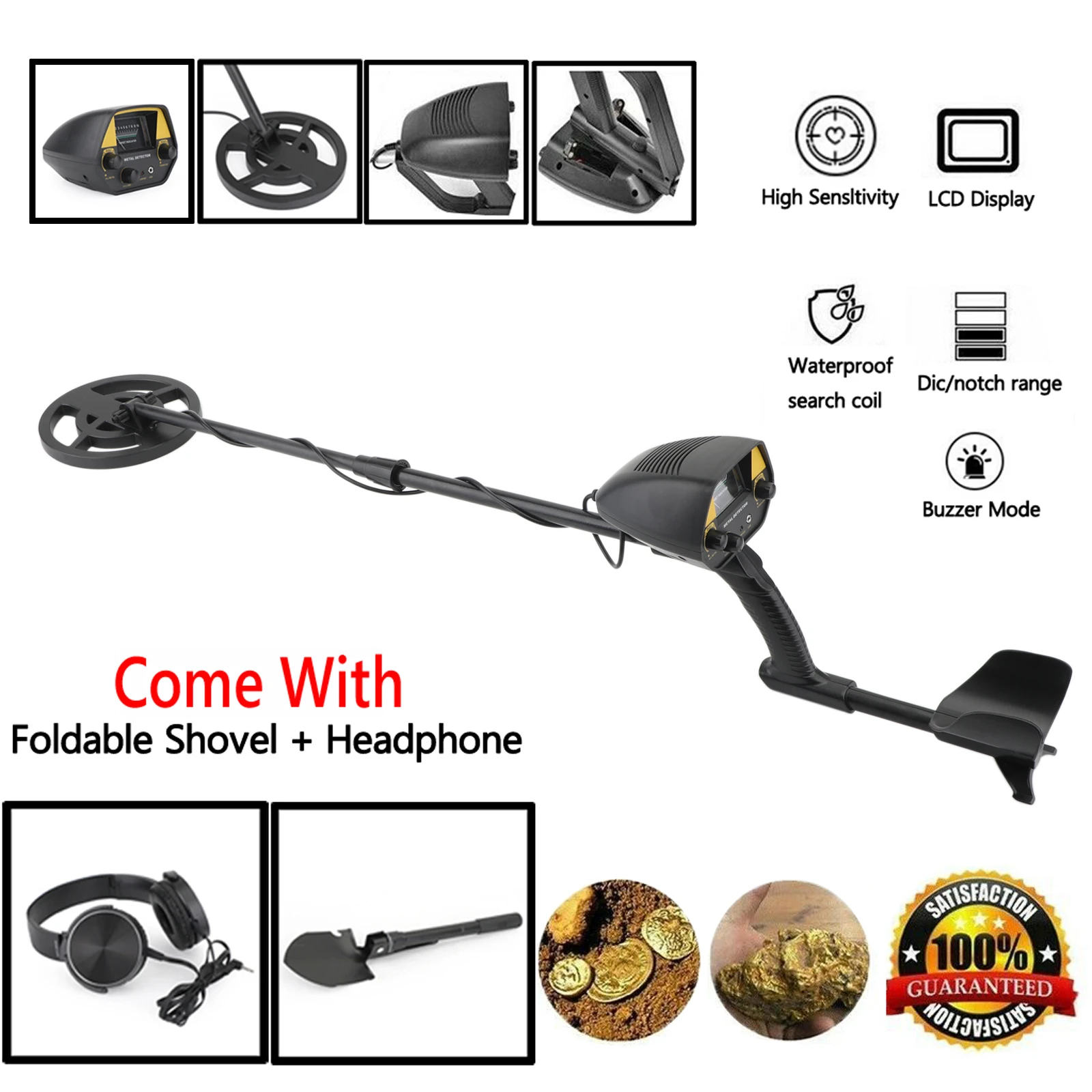 

United States Shipping Big Coil Deep Sensitive Metal Detector + Shovel + Headphone Kits GTX5030 4030Pro GTX5030Y