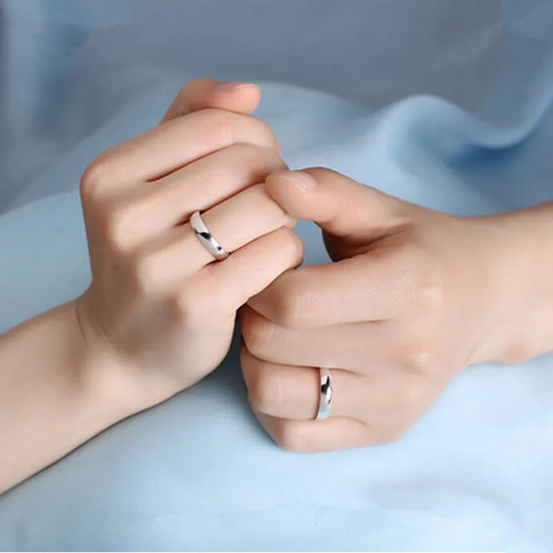 925 Silver Couples Ring Engraved Wedding Band