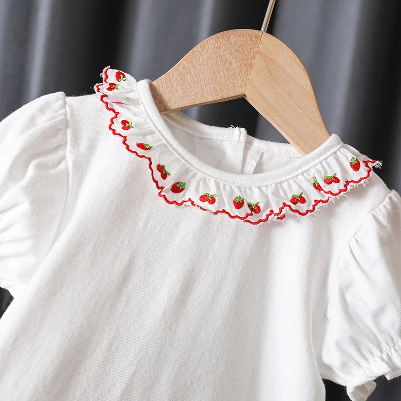 Lovely Baby Girls T-Shirts Summer Short Sleeve Round Neck Cotton Shirt Kids Toddler Casual Tees Children Clothes Tops