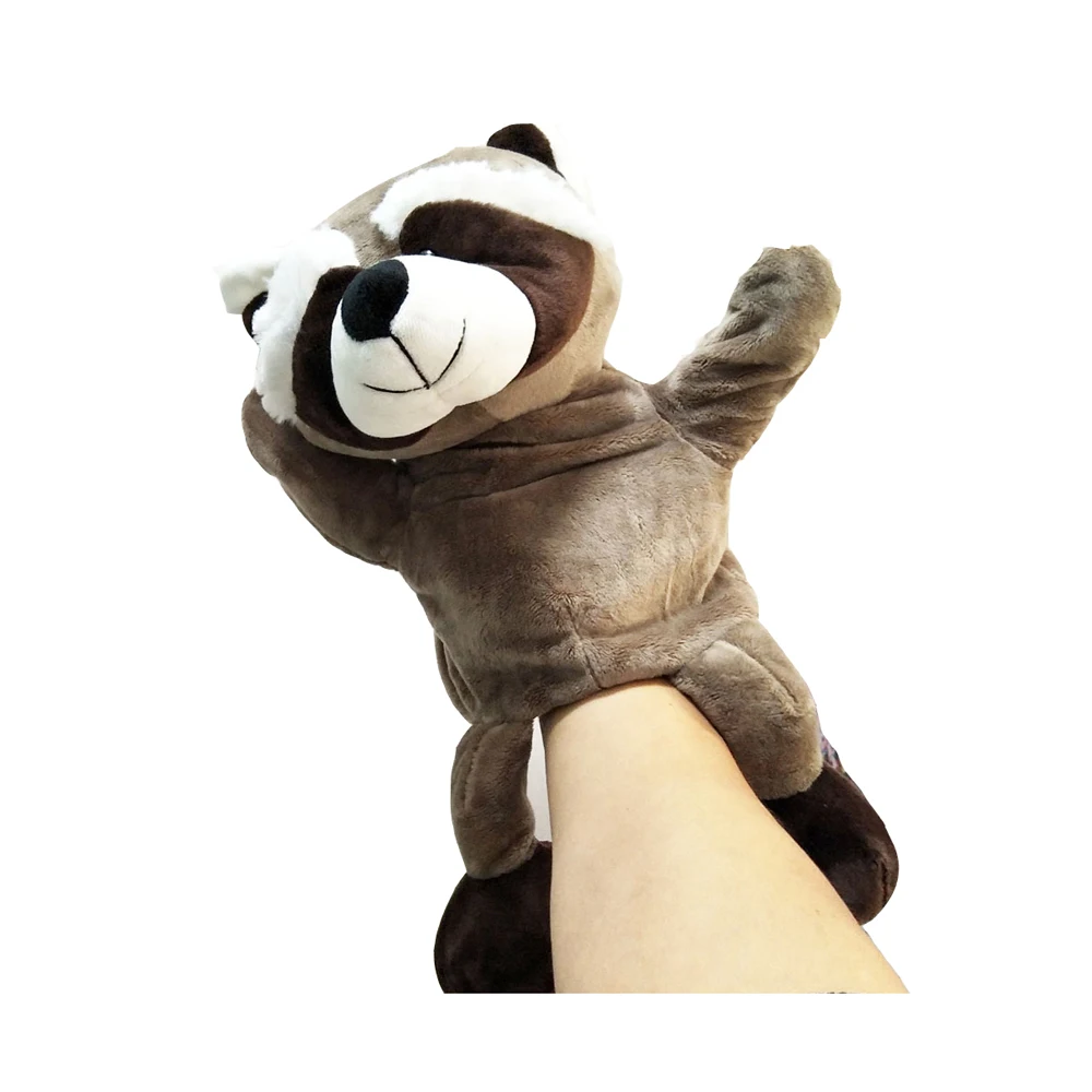 Children Gray Raccoon Animal Plush Toy Stuffed Hand Puppet