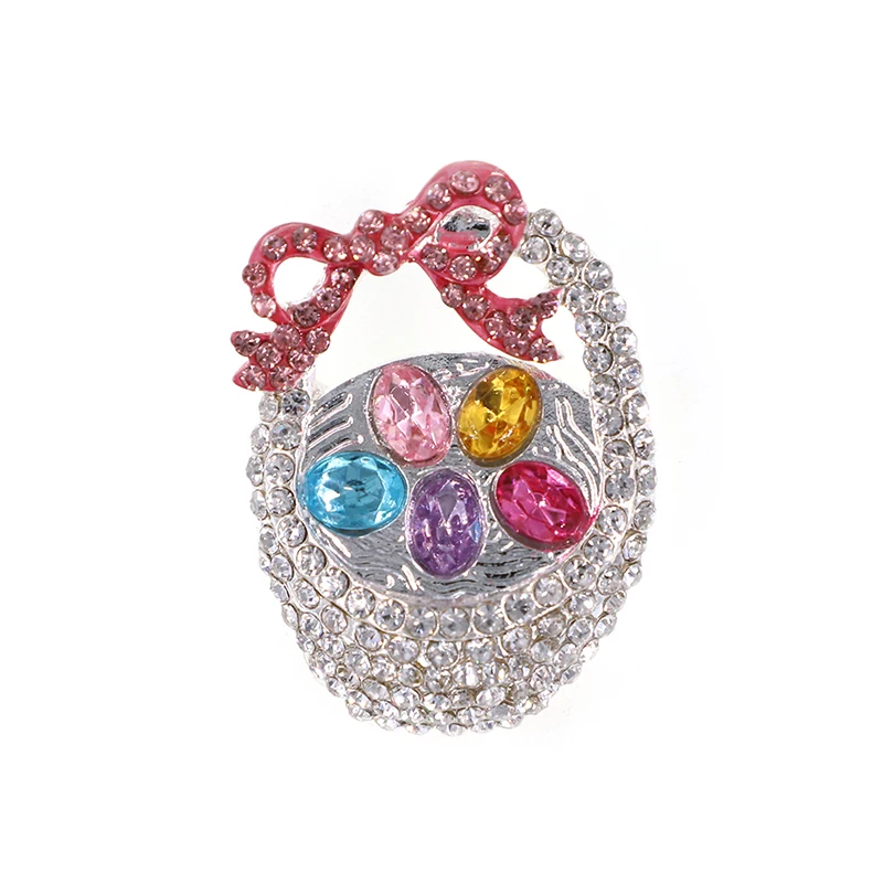 

20pcs/lot Free Shipping Clear Stone Rhinestone Bling Basket Brooch Pin For Women Jewelry Gift Brooches