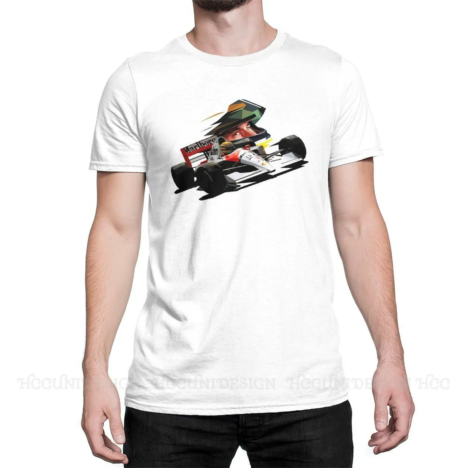 Low Poly Print Cotton T-Shirt Camiseta Hombre Ayrton Senna Men Fashion Streetwear Adult Shirt