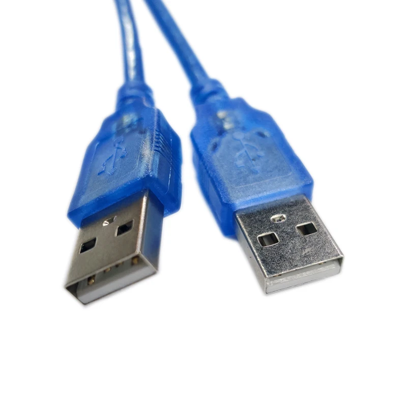 USB2.0 male to male cable AM/AM pure copper transparent blue double shield 03M 0.5M 1.5M 3M 5M