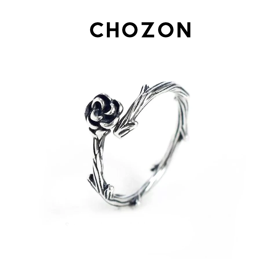 Ring female ins tide retro thorns rose 925 sterling silver personality does not fade opening adjustable ring