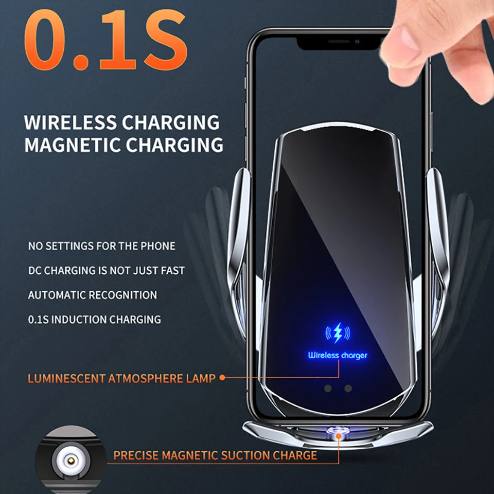 15W Wireless Car Charger Phone Holder for iPhone Wireless Charging Car Induction Charger Mount for iPhone 12 SE 11 8 Samsung S20